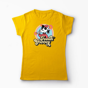 Tricou Snoopy Feelin Groovy Retro - Femei-Galben