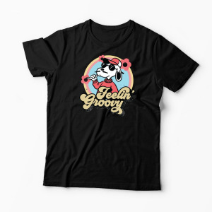 Tricou Snoopy Feelin Groovy Retro - Bărbați-Negru