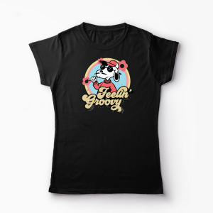 Tricou Snoopy Feelin Groovy Retro - Femei-Negru
