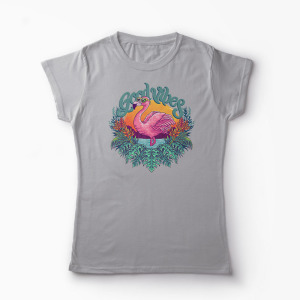 Tricou Tropical Flamingo - Femei-Gri