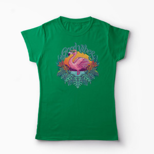 Tricou Tropical Flamingo - Femei-Verde