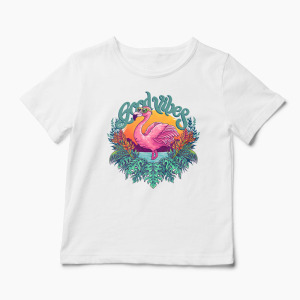 Tricou Tropical Flamingo - Copii-Alb