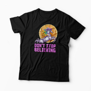 Tricou Unicorn Don't Stop Believing - Bărbați-Negru