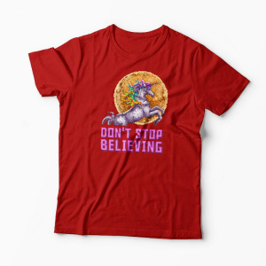 Tricou Unicorn Don't Stop Believing - Bărbați-Roșu