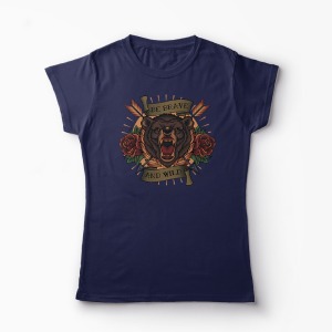 Tricou Urs Be Brave and Wild - Femei-Bleumarin