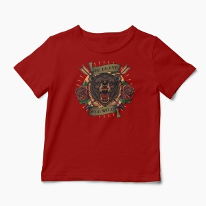 Tricou Urs Be Brave and Wild - Copii-Roșu