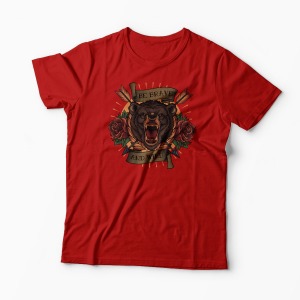 Tricou Urs Be Brave and Wild - Bărbați-Roșu