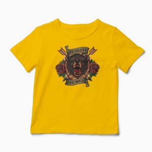 Tricou Urs Be Brave and Wild - Copii-Galben
