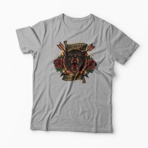 Tricou Urs Be Brave and Wild - Bărbați-Gri