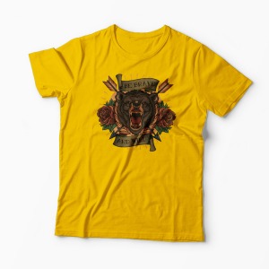 Tricou Urs Be Brave and Wild - Bărbați-Galben