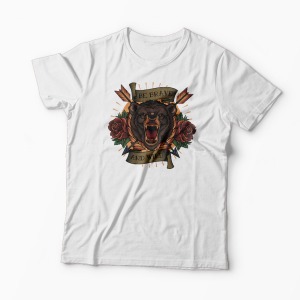 Tricou Urs Be Brave and Wild - Bărbați-Alb