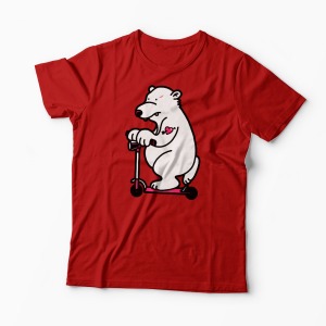 Tricou Urs pe Trotineta - Bărbați-Roșu