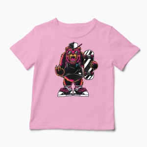 Tricou Urs Skateboard - Copii-Roz