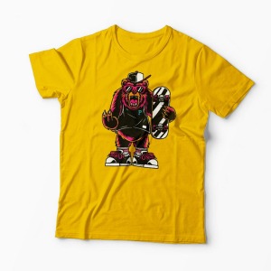 Tricou Urs Skateboard - Bărbați-Galben