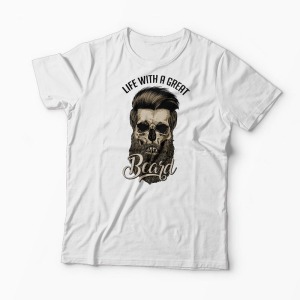 Tricou Viață cu o Barbă Mare - Bărbați-Alb