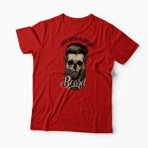 Tricou Viață cu o Barbă Mare - Bărbați-Roșu