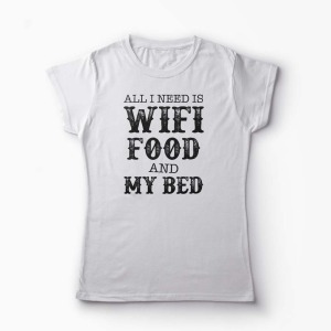 Tricou Wifi Food My Bed - Femei-Alb