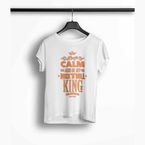 Tricou Femei Personalizat Keep Calm and Be My Rock N Roll King - Femei-Alb