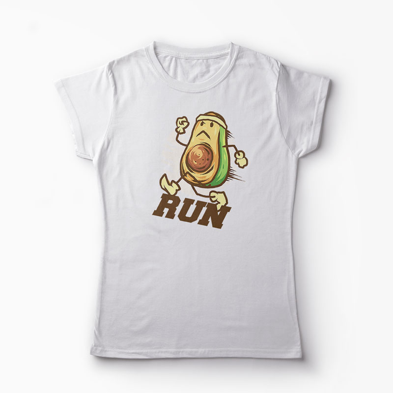 Tricou Avocado Run - Alergare Personalizat - Femei-Alb