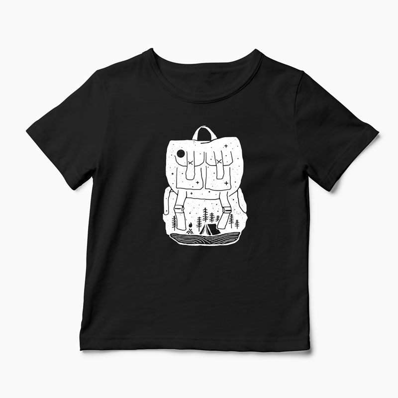 Tricou Backpacker - Natura Rucsac - Copii-Negru