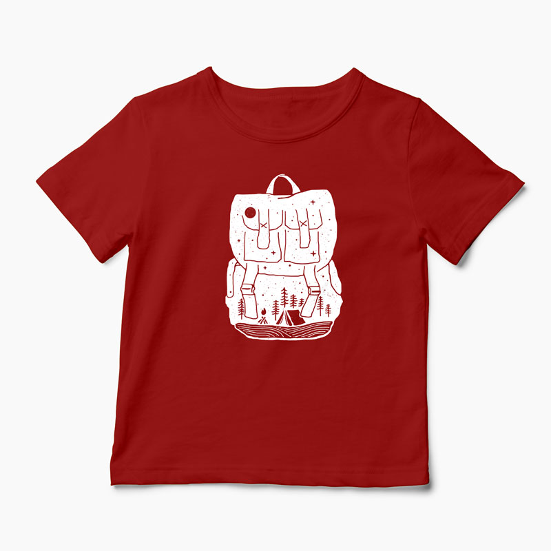 Tricou Backpacker - Natura Rucsac - Copii-Roșu