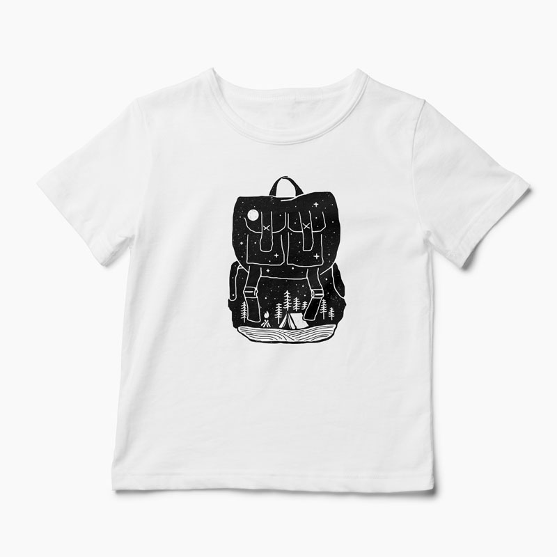 Tricou Backpacker - Natura Rucsac - Copii-Alb