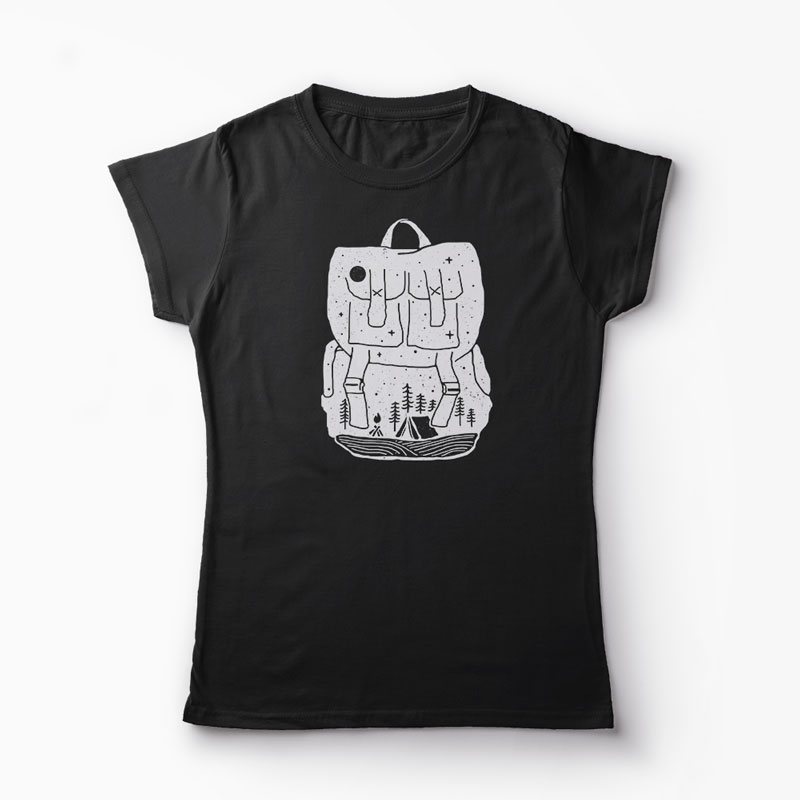 Tricou Backpacker - Natura Rucsac - Femei-Negru