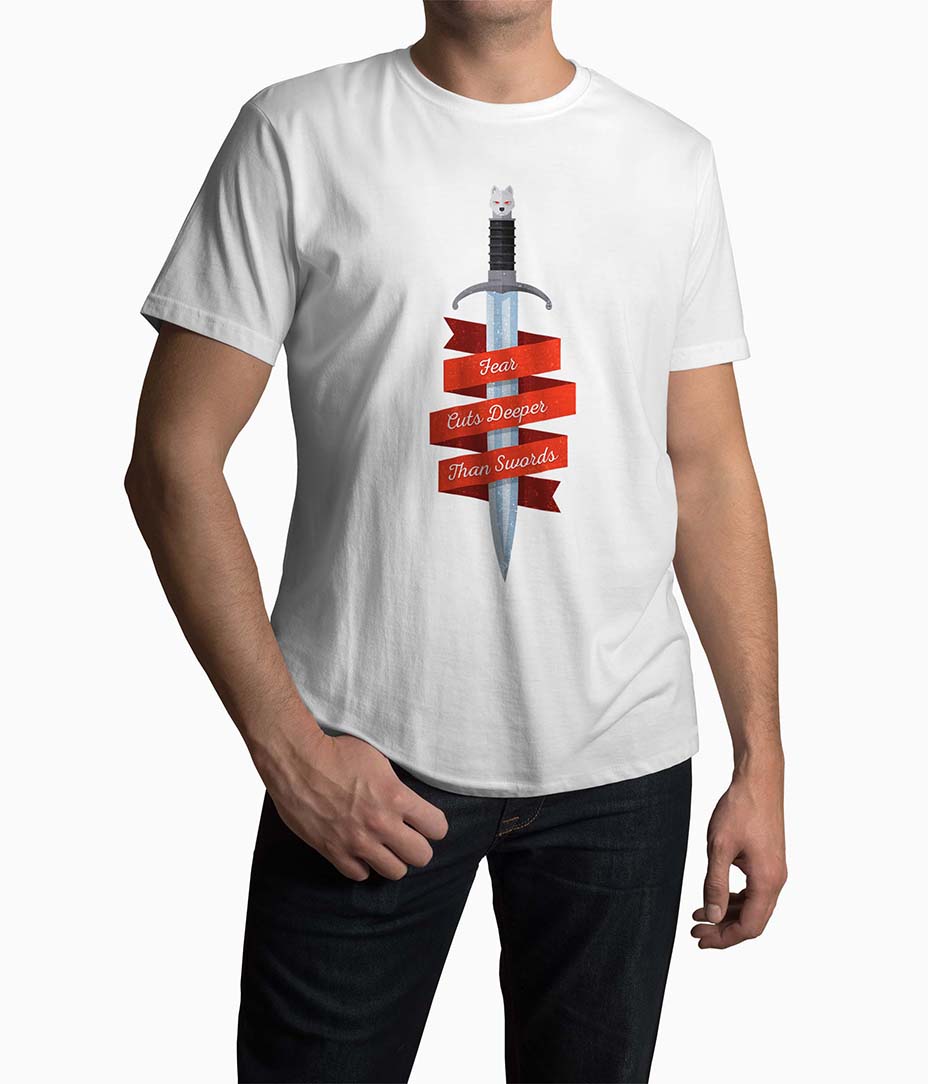 Tricou Barbati Personalizat Fear Cuts Deeper Than Swords Game of Thrones