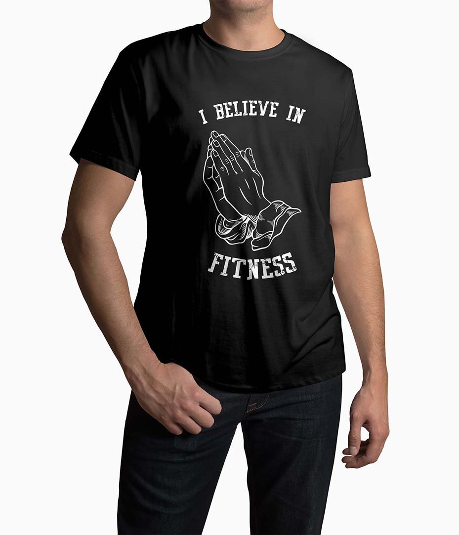 Tricou Barbati Personalizat I Believe In Fitness - Bărbați-Negru