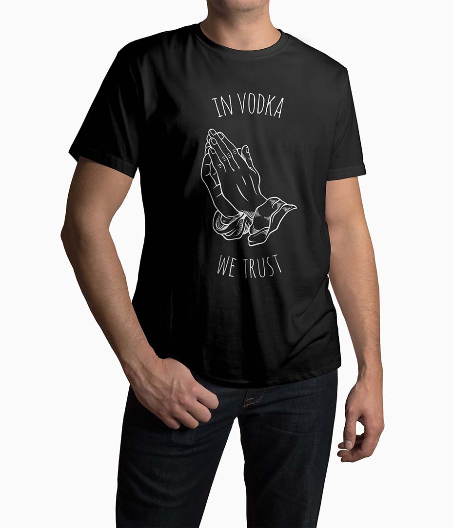 Tricou Barbati Personalizat In Vodka We Trust - Bărbați-Negru