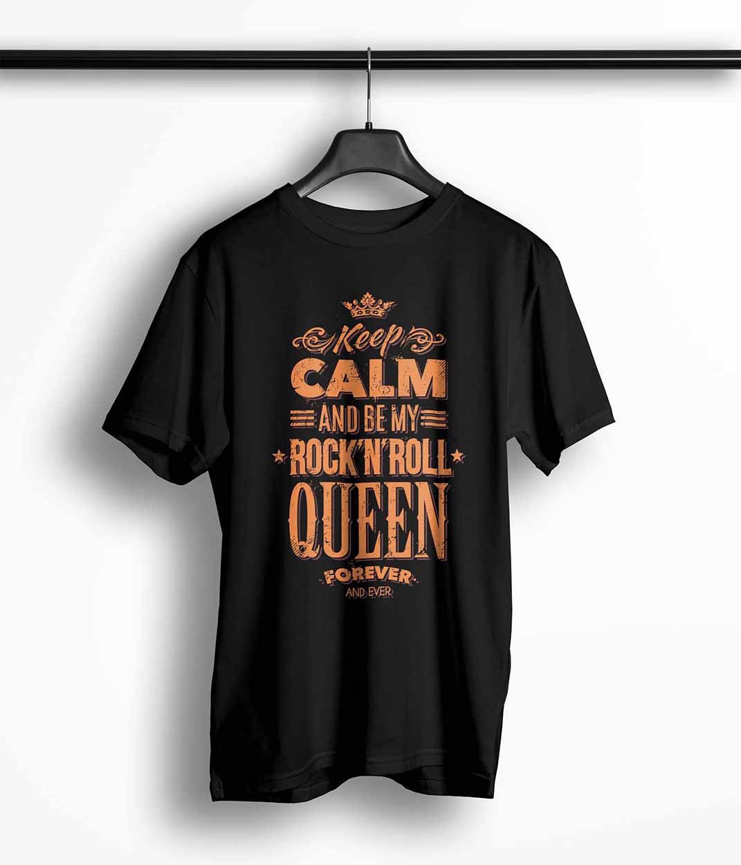 Tricou Barbati Personalizat Keep Calm and Be My Rock N Roll Queen - Bărbați-Negru