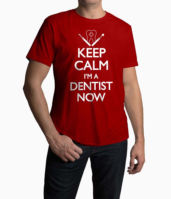 Tricou Barbati Personalizat Keep Calm I'm A Dentist Now - Bărbați-Rosu