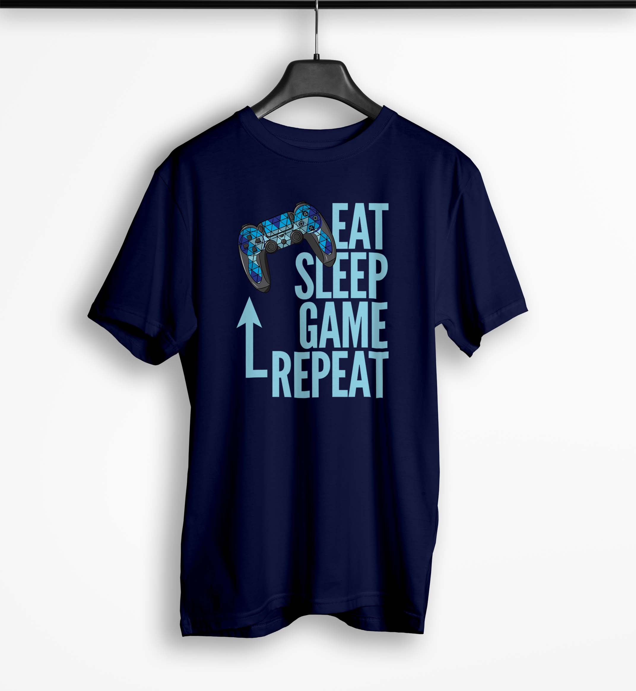 Tricou Barbati Personalizat Eat Sleep Game Repeat - Bărbați-Bleumarin