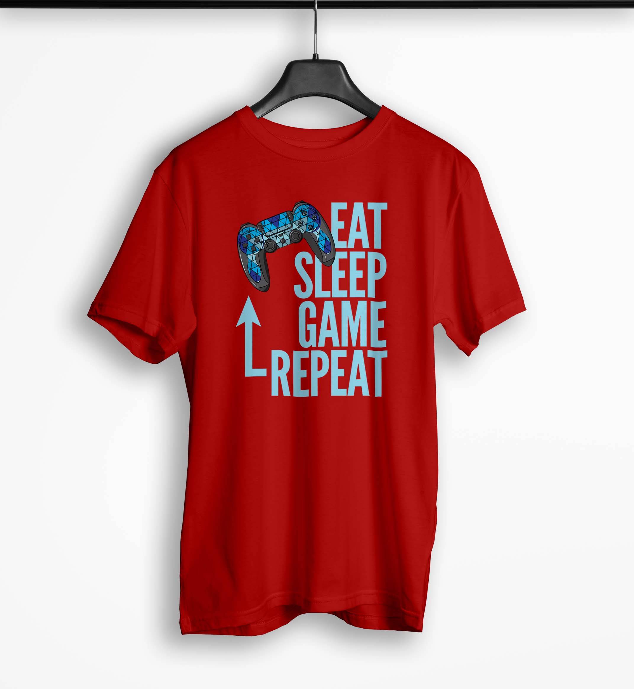 Tricou Barbati Personalizat Eat Sleep Game Repeat - Bărbați-Roșu