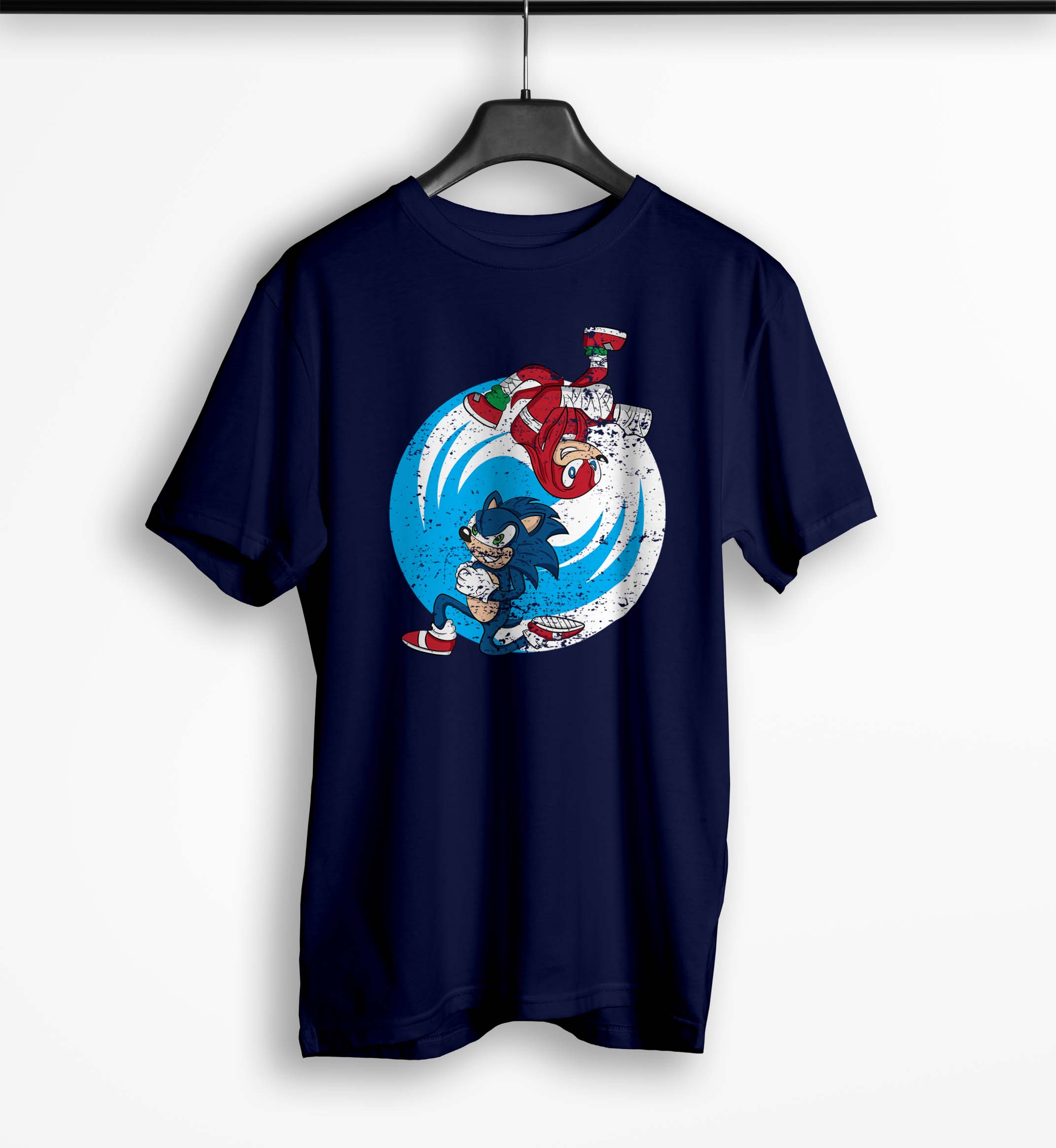 Tricou Barbati Personalizat Sonic si Knuckles - Bărbați-Bleumarin