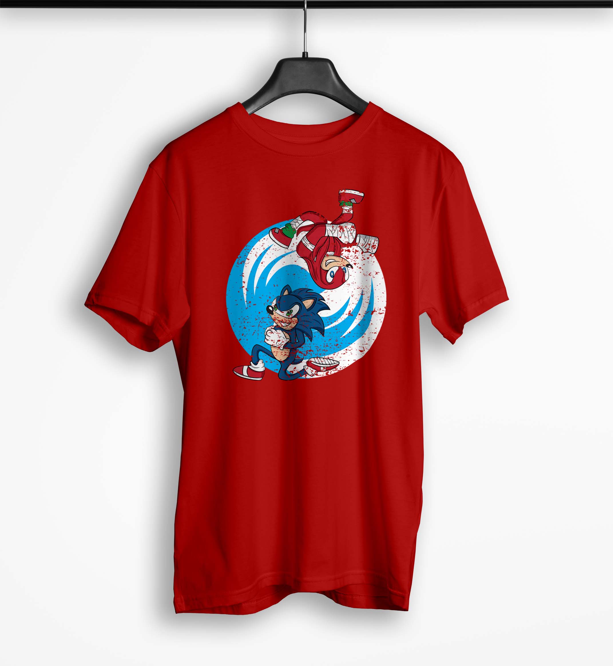 Tricou Barbati Personalizat Sonic si Knuckles - Bărbați-Roșu