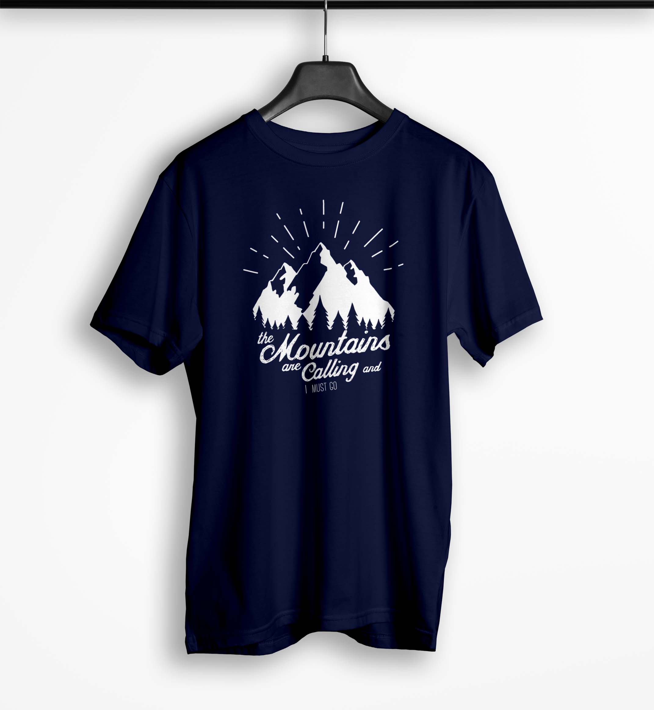 Tricou Barbati Personalizat The Mountains Are Calling and I Must Go - Bărbați-Bleumarin