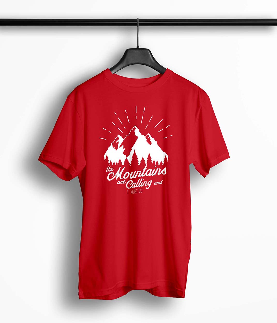Tricou Barbati Personalizat The Mountains Are Calling and I Must Go - Bărbați-Roșu