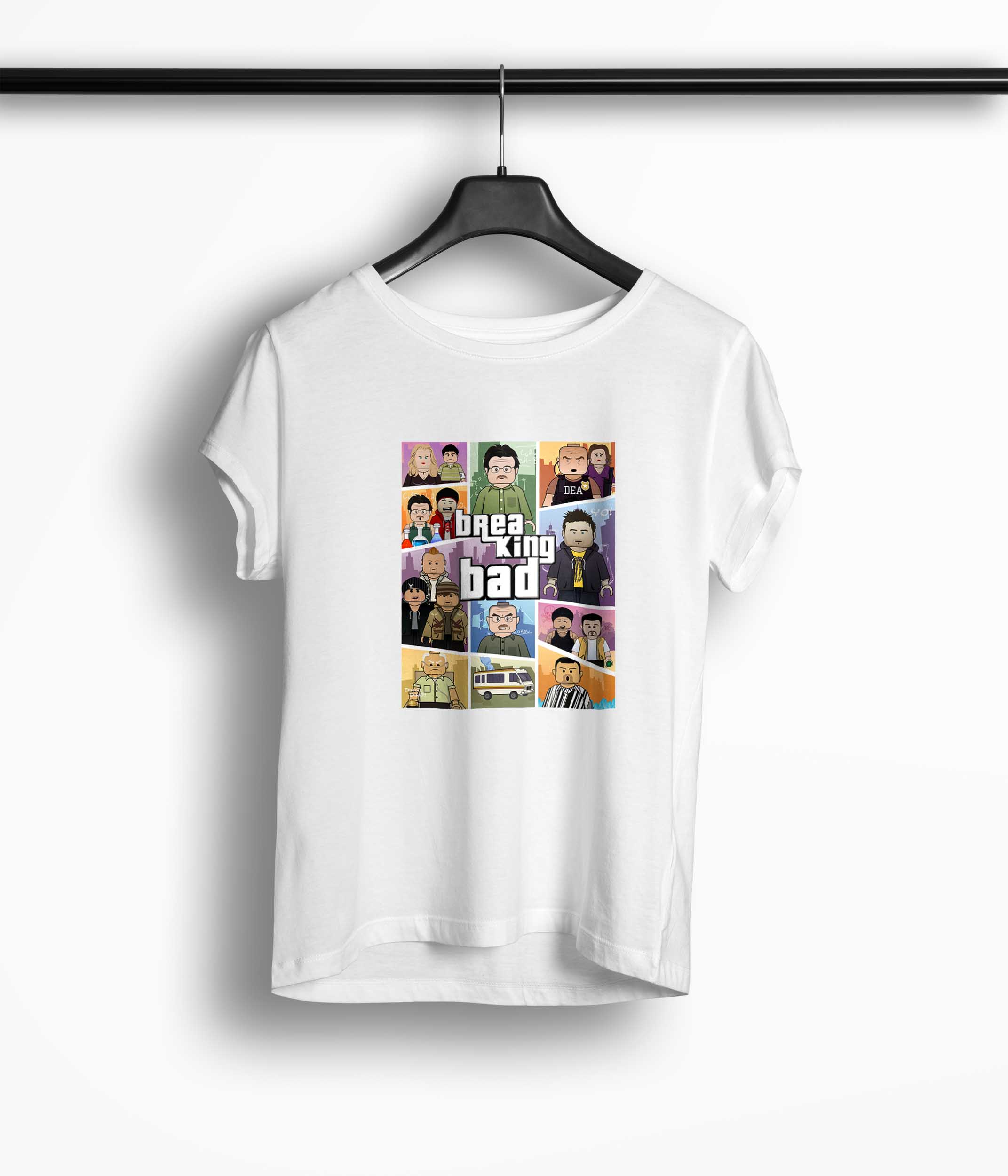 Tricou Breaking Bad Lego Gta Theme - Femei-Alb