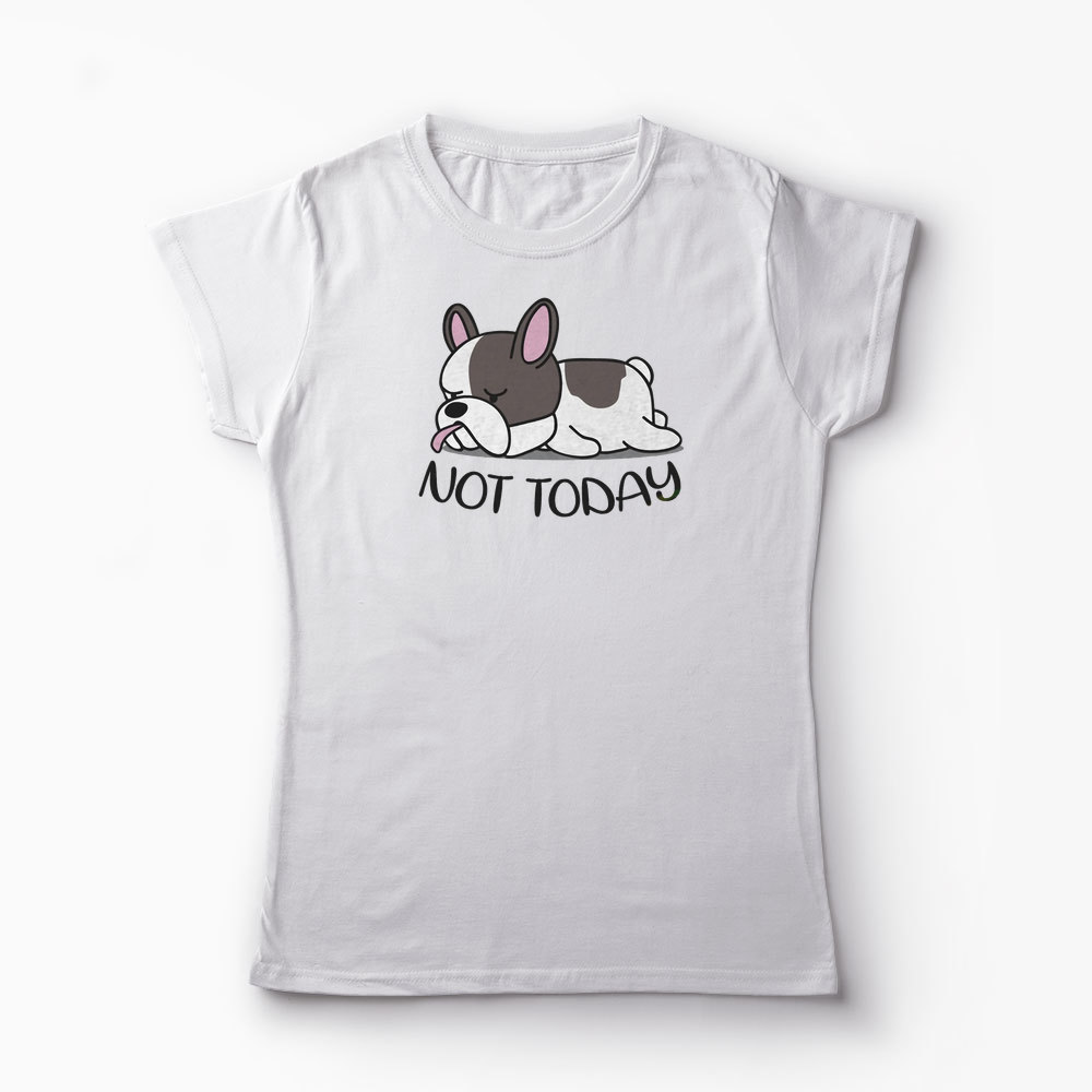 Tricou Bulldog Francez - Nu Azi - Femei-Alb