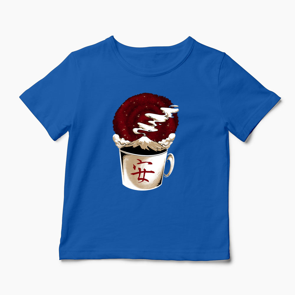 Tricou Cafea - Muntele Fuji - Copii-Albastru Regal