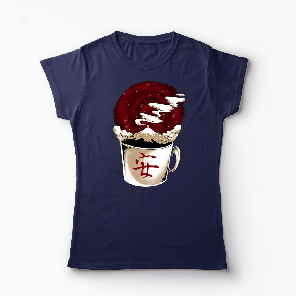 Tricou Cafea - Muntele Fuji - Femei-Bleumarin
