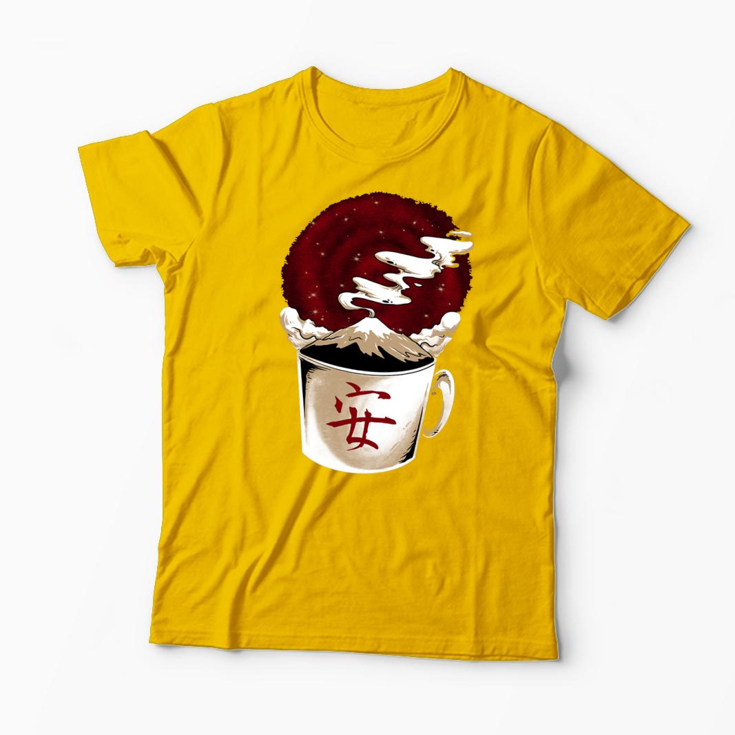 Tricou Cafea - Muntele Fuji - Bărbați-Galben