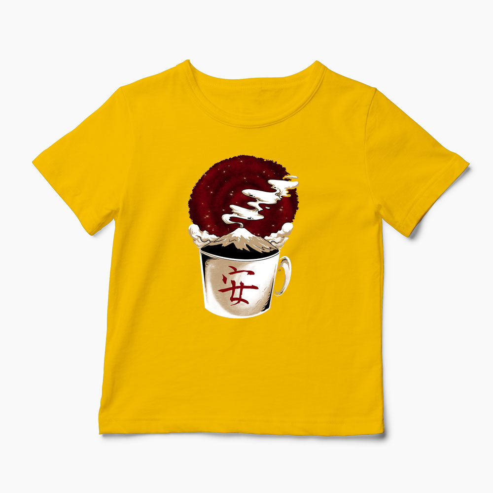 Tricou Cafea - Muntele Fuji - Copii-Galben