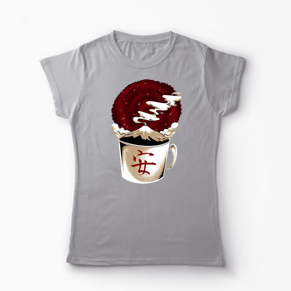 Tricou Cafea - Muntele Fuji - Femei-Gri
