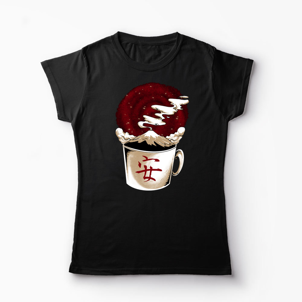 Tricou Cafea - Muntele Fuji - Femei-Negru