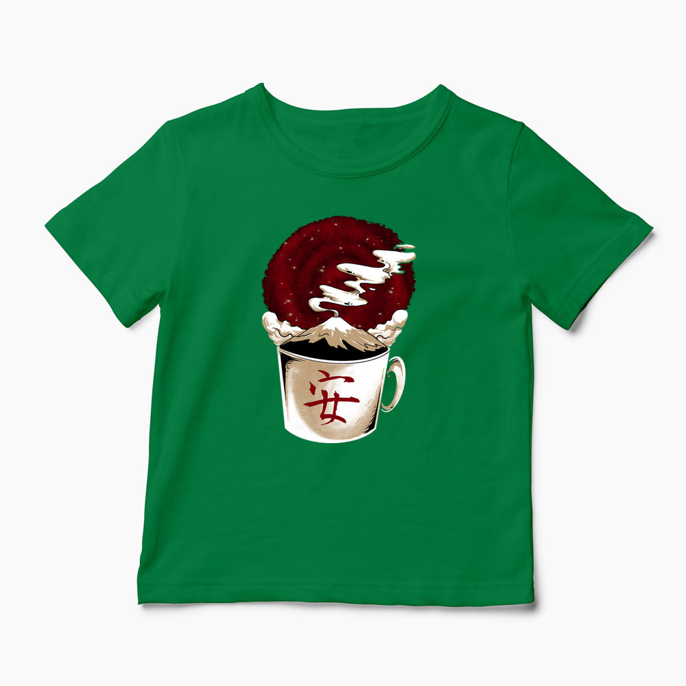 Tricou Cafea - Muntele Fuji - Copii-Verde