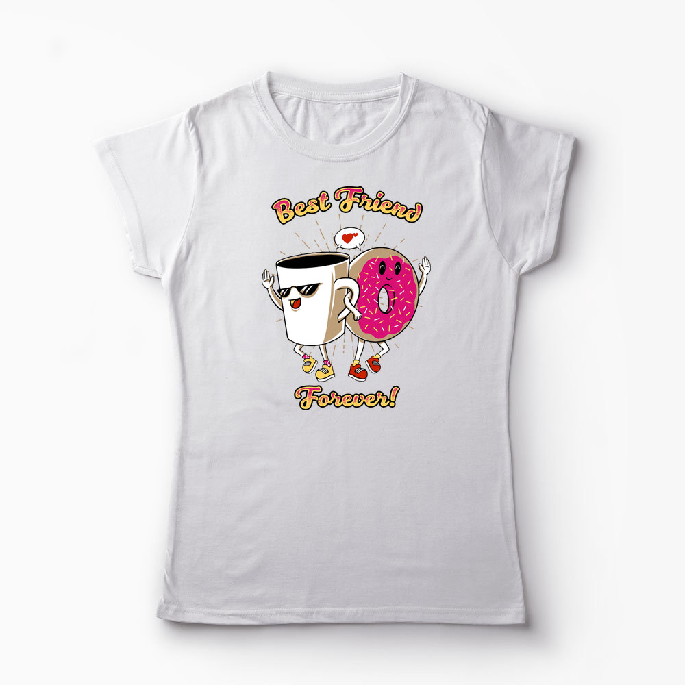 Tricou Cafea și Donut Friends - Femei-Alb