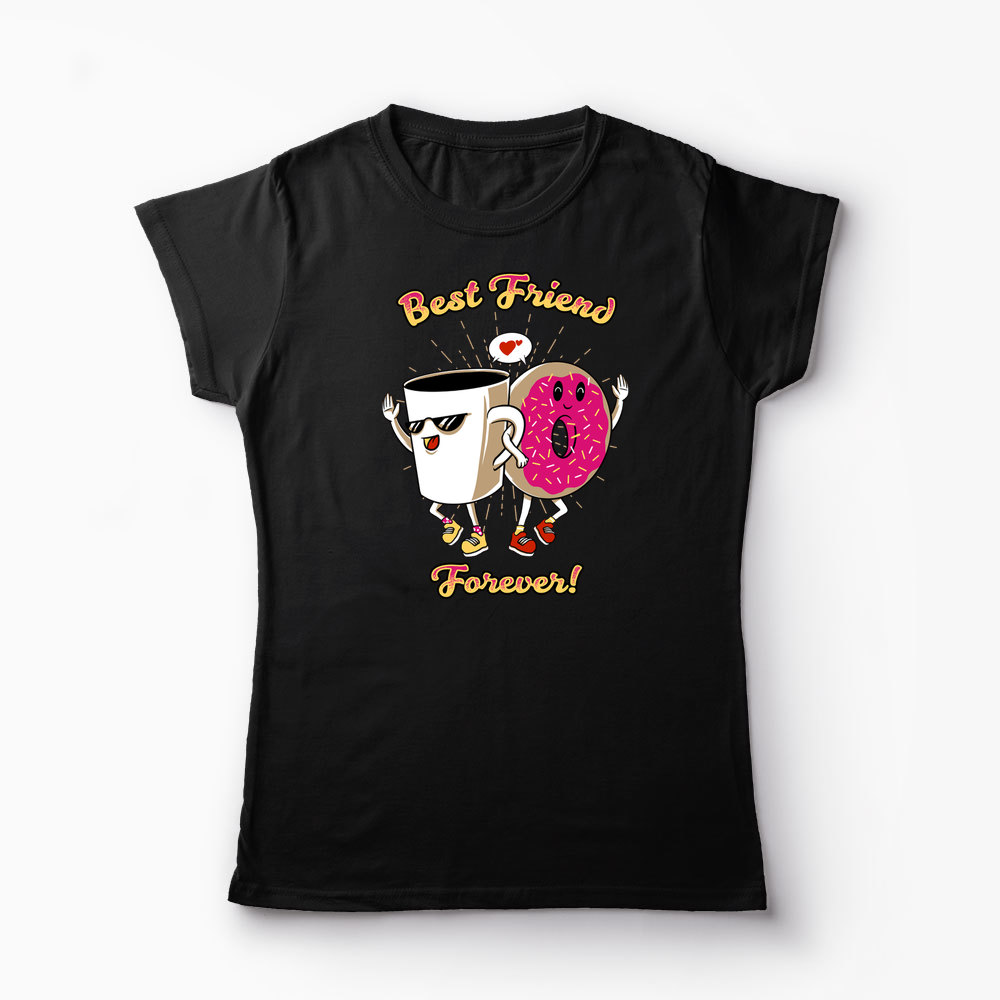 Tricou Cafea și Donut Friends - Femei-Negru