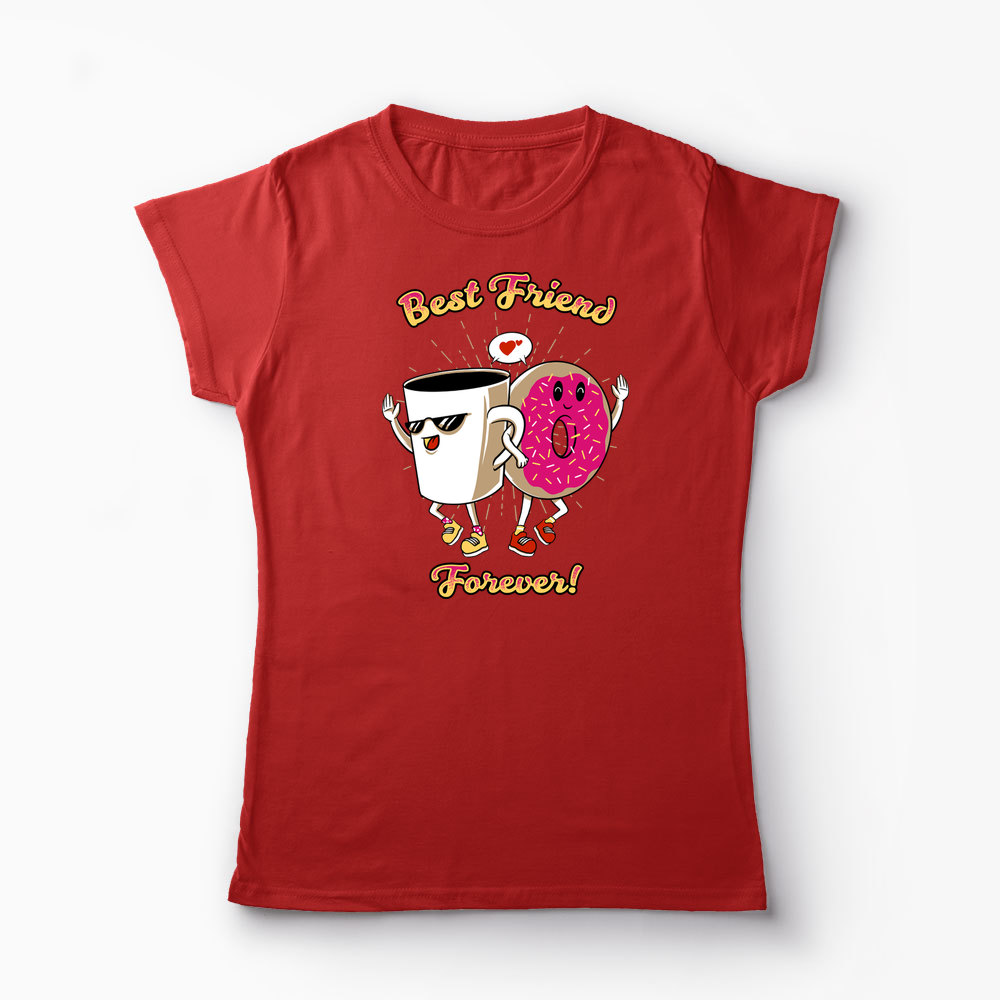 Tricou Cafea și Donut Friends - Femei-Roșu